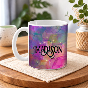 Elegant colourful marble art monogram coffee mug