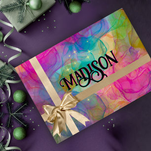 Elegant colourful marble art monogram wrapping paper sheet