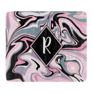 Elegant colourful marble pink purple black blue cutting board