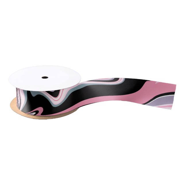 Elegant colourful marble pink purple black blue satin ribbon (Spool)