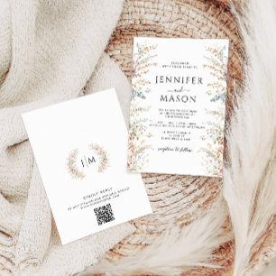 Elegant Colourful Meadow Flower Wildflower Wedding Invitation