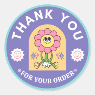 Elegant Colourful Modern Illustrative Thank You Classic Round Sticker