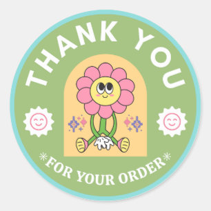 Elegant Colourful Modern Illustrative Thank You Classic Round Sticker