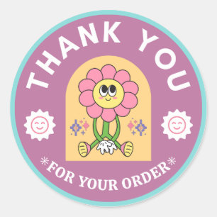 Elegant Colourful Modern Illustrative Thank You Classic Round Sticker