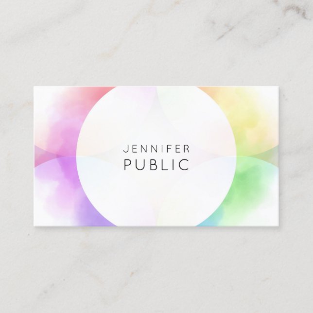 Elegant Colourful Modern Minimalist Professional Business Card (Front)