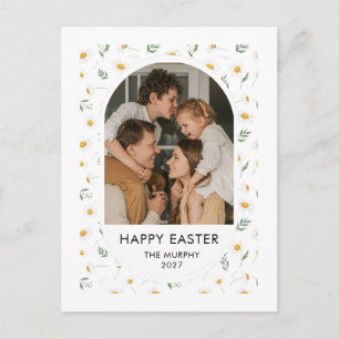 Elegant Colourful Oval Floral Easter Family Photo Holiday Postcard