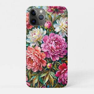 Elegant Colourful Painted Peony Flowers iPhone 11 Pro Case