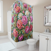Elegant Colourful Painted Peony Flowers
