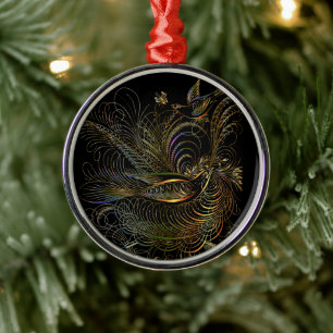 Elegant Colourful Partridges Metal Ornament