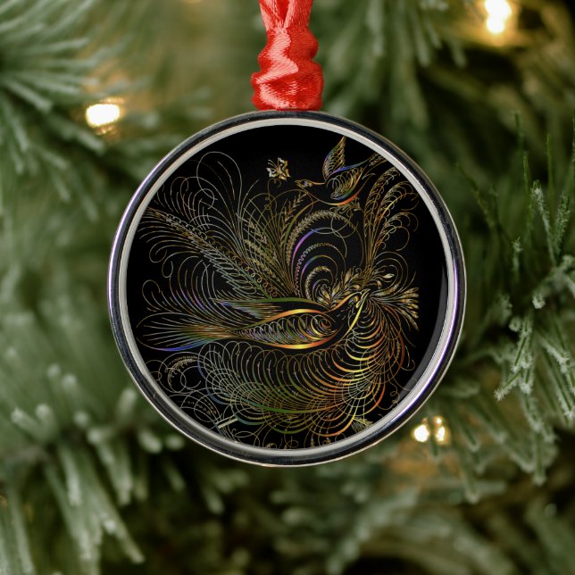 Elegant Colourful Partridges Metal Ornament (Tree)