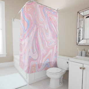 Elegant colourful pastel pink blue orange marble shower curtain
