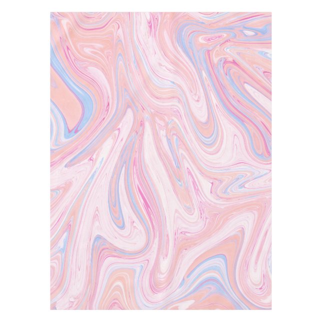 Elegant colourful pastel pink blue orange marble tablecloth (Front)