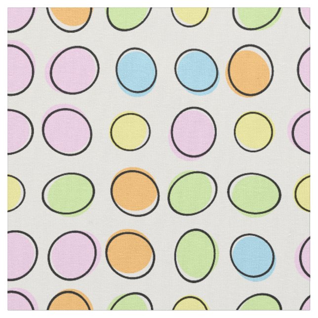 Elegant Colourful Pastel Retro Ovals Pattern Fabric (Close Up)