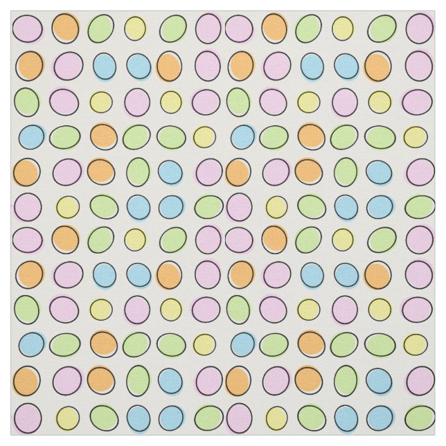 Elegant Colourful Pastel Retro Ovals Pattern Fabric (Swatch)