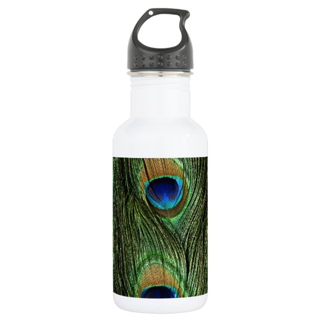 Elegant Colourful Peacock Feathers Custom Photo 532 Ml Water Bottle (Front)