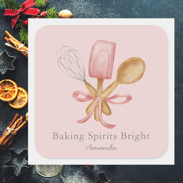 Elegant Colourful Pink Baking Spirits Bright  Square Sticker (Creator Uploaded)