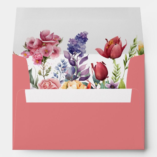 Elegant Colourful Pink Spring Floral Envelope (Back (Bottom))