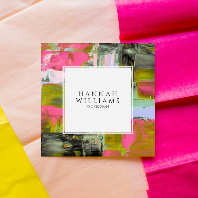 Elegant Colourful QR Code Abstract Paint Pattern   Square Business Card (Creator Uploaded)