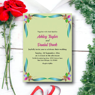 Elegant Colourful Rose Shiny Boho Floral Wedding Invitation