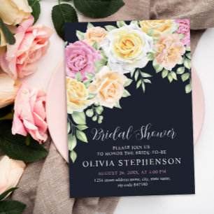 Elegant Colourful Roses Bridal Shower Invitation