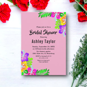 Elegant Colourful Roses Pink Floral Bridal Shower Invitation