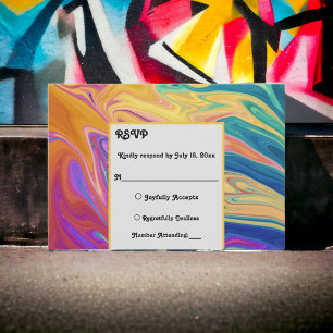 Elegant Colourful Seamless Abstract Modern Wedding RSVP Card