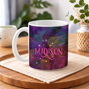 Elegant colourful sparkles smoke monogram coffee mug