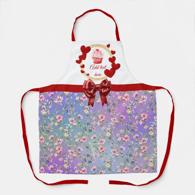 Elegant Colourful Spring Floral Watercolor Pattern Apron (Front)