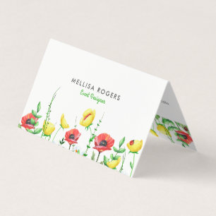 Elegant Colourful Spring Flowers Border Business Card