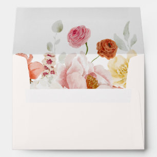 Elegant Colourful Spring Flowers Wedding Envelope