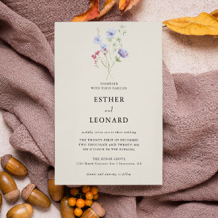 Elegant Colourful Spring Wildflower Wedding  Invitation