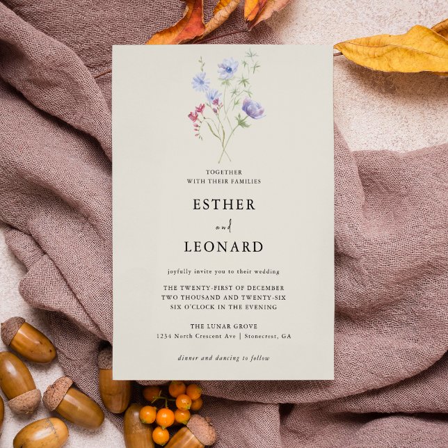 Elegant Colourful Spring Wildflower Wedding  Invitation (Creator Uploaded)