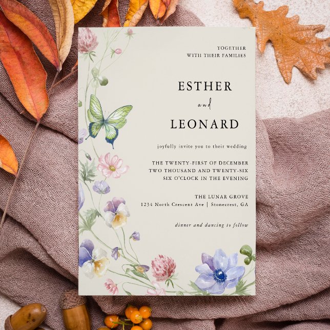 Elegant Colourful Spring Wildflower Wedding  Invitation (Creator Uploaded)