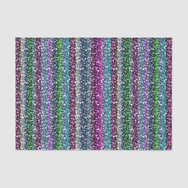 Elegant Colourful Stripes Glitter Tissue Paper (Front)
