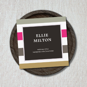 Elegant Colourful Stripes Makeup Artist Square Business Card