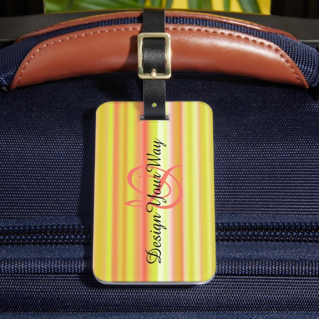 elegant colourful  stripes modern monogrammed luggage tag (Front Insitu 2)