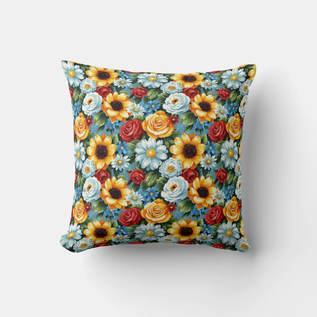 Elegant Colourful Stylish Romantic Floral Chic  Cushion (Front)
