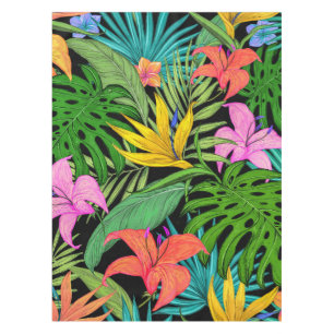Elegant Colourful Summer Tropical Floral Leaves Tablecloth