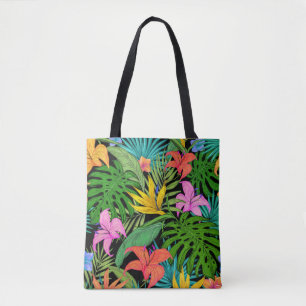 Elegant Colourful Summer Tropical Floral Leaves    Tote Bag