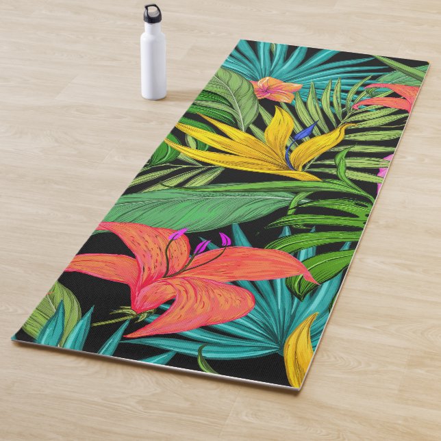 Elegant Colourful Summer Tropical Floral Leaves |  Yoga Mat (In Situ)
