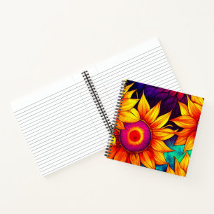 Elegant Colourful Sunflower Flower Power Artwork Notebook