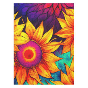 Elegant Colourful Sunflower Flower Power Artwork   Tablecloth