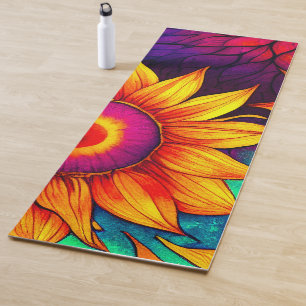 Elegant Colourful Sunflower Flower Power Artwork Yoga Mat