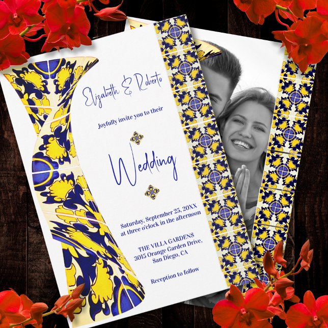 Elegant Colourful Talavera Photo Mexican Wedding Invitation (Creator Uploaded)