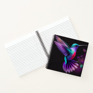 Elegant Colourful Teal Purple Hummingbird Artwork  Notebook
