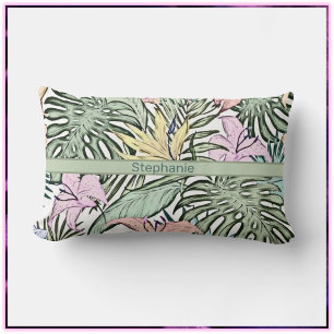Elegant Colourful Tropical Floral Lumbar Cushion