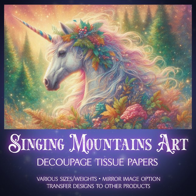 Elegant Colourful Unicorn Portrait Decoupage  Tissue Paper (Creator Uploaded)