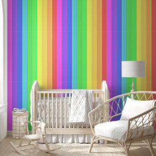 Elegant Colourful Vertical Rainbow Stripes Wallpaper