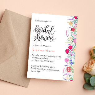 Elegant Colourful Watercolor Floral Bridal Shower Invitation