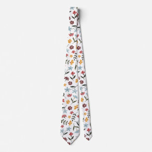 Elegant Colourful Watercolor Floral Pattern Tie
